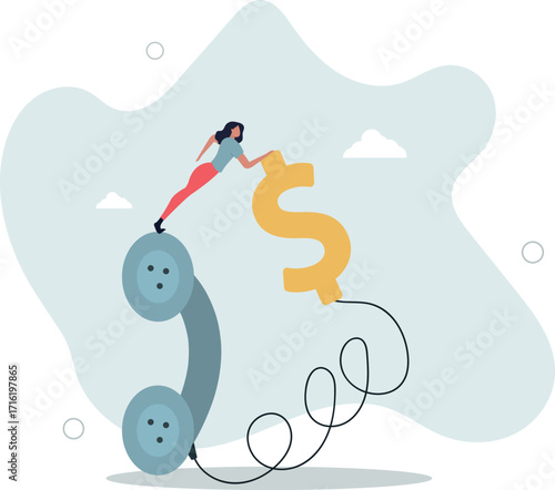 Telemarketing or telesales, phone call for selling product or business deal via telephone call, insurance agent concept.life and employment of people.