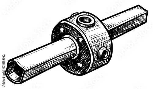Mechanical Flange Coupling in a Hand Drawn Sketch Style