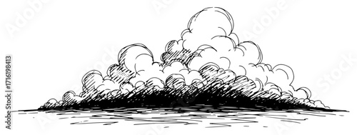 Explosion Smoke Cloud in a Vintage Sketch Style