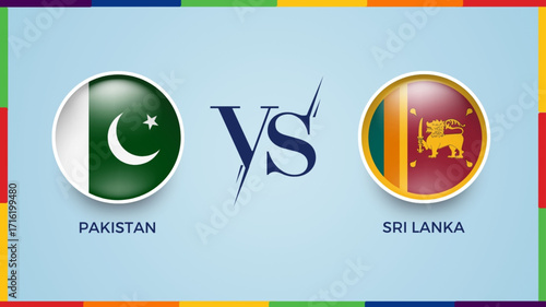 Pakistan vs sri lanka broadcast template for asia cup sports. vector illustration