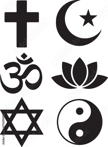 Diverse religious symbols unite for peace and harmony