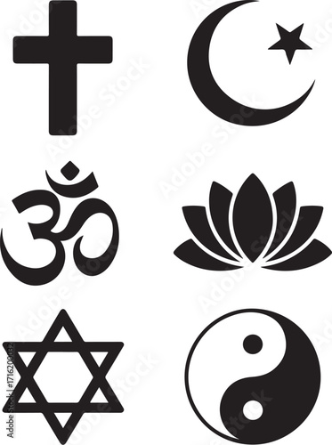 Diverse global faith symbols unite for peace and harmony