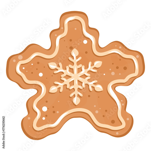 Star Biscuit Illustration, Iced Star Cookie, Holiday Star Treat