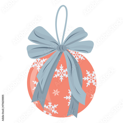 Bow-Tied Bauble, Bow Bauble Illustration, Decorative Bauble with Bow