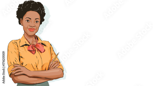 Illustration of African Female School Teacher in Vector Art