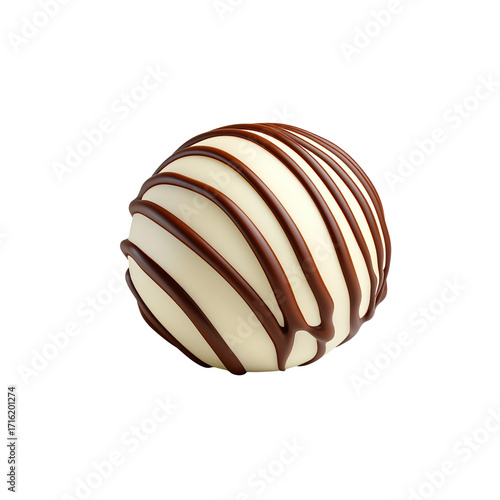 White Chocolate Truffle with Dark Chocolate Drizzle for Dessert