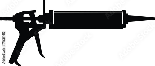 silhouette, caulking, gun, sealant, adhesive, tool, trigger, nozzle, frame, handle, construction, repair, equipment, vector, black, icon, design, hardware, mechanic, workshop