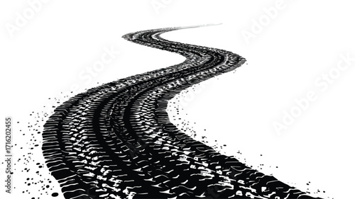 Professional Car Tire Trail Silhouette Print Design with Visible Car