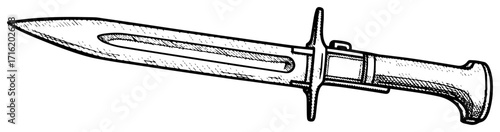 Vintage Military Bayonet Knife Engraving