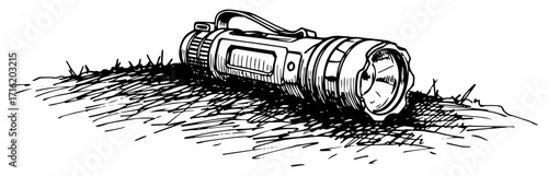 Hand Drawn Flashlight Sketch on the Ground