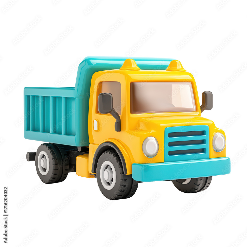 Naklejka premium Colorful Toy Dump Truck for Kids Playtime and Imaginative Fun