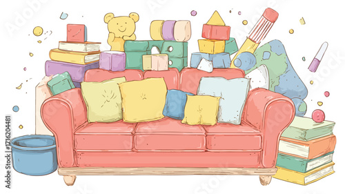 Vibrant Educational Toys Vector Illustration for Kids Learning