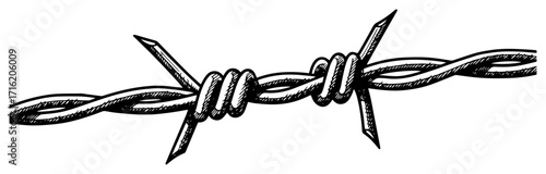 Close Up Sketch of a Barbed Wire Section black shape vector laser cutting engraving monochrome print