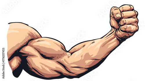 Dynamic Strong Arm Cartoon Vector Illustration