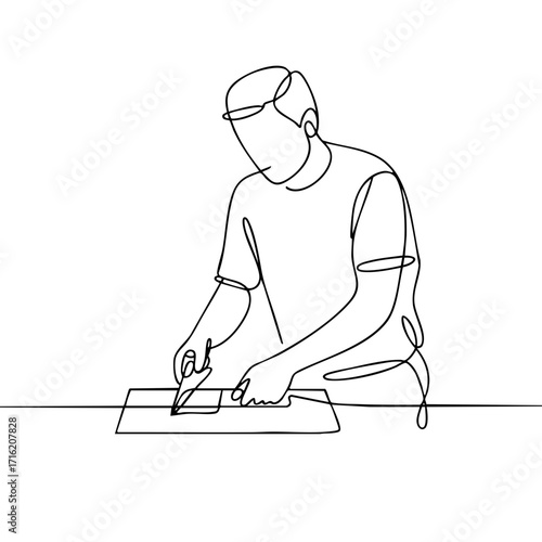 Worker cleaning tile surface vector illustration on white background, janitorial service graphic for marketing banner or presentation slide