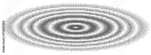 Pixelated bitmap gradient texture ripple circle. Retro pixel art sound wave. Vector illustration