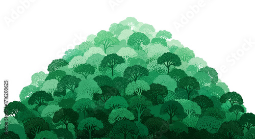 Lush Green Forest Landscape Illustration Dense Woodland Trees Nature Background Stock Image