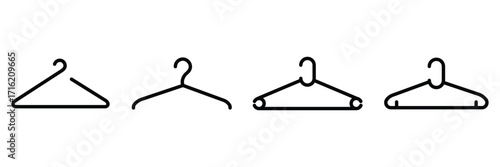 Clothes hanger vector set wardrobe organization  . Vector set of different clothes hangers silhouettes . eps 10
