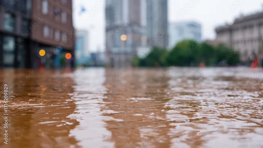 Fototapeta premium Flooded Street in Urban Area