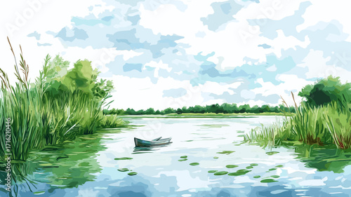 Danube Delta. Danube Delta watercolor vector illustration