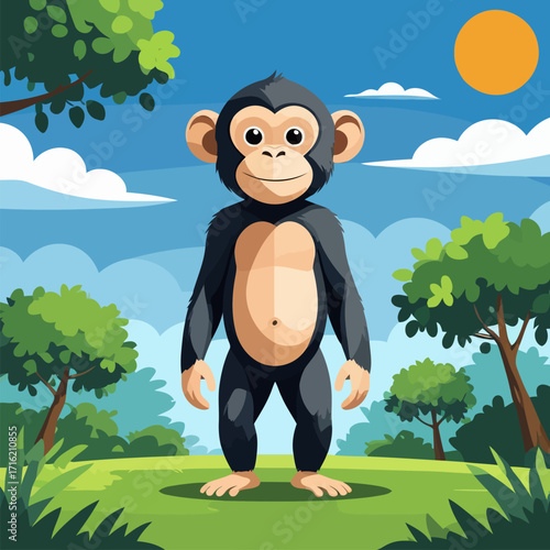 vector cute cartoon monkey