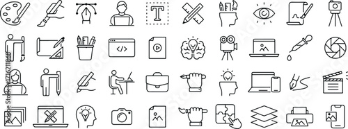 typography line icons, design outline pack, font doodle artwork, creative designer icons, text vector minimal, tools for design line, graphic sketch pack, cartoon artwork icons, office graphic artwork
