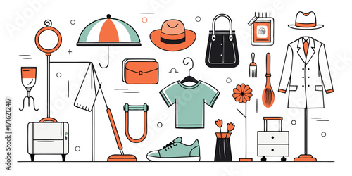 Fashion and accessory collection displayed with elegant furniture and stylish items