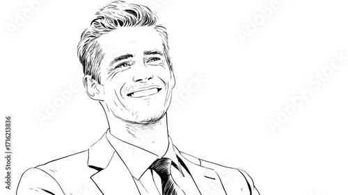 Cheerful Handsome Businessman Smiling in Vector Illustration