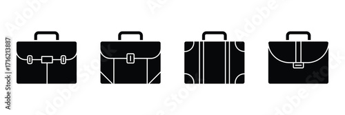 Vector black briefcase icons set on white background . Briefcase icons set. suitcase sign and symbol. luggage symbol. eps 10
