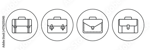 Briefcase icon, bag icon . Isolated black briefcase with handle and latch illustrated  . eps 10