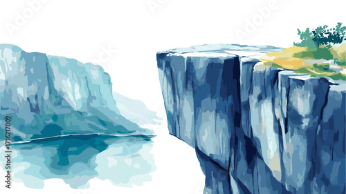 Pulpit Rock. Pulpit Rock watercolor vector illustration