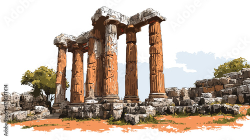 Majestic Ancient Ruins with Weathered Stone Column