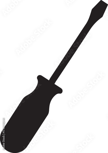 Screwdriver icon, screwdriver silhouette vector, flathead screwdriver silhouette icon vector, screwdriver flathead stencil icon
