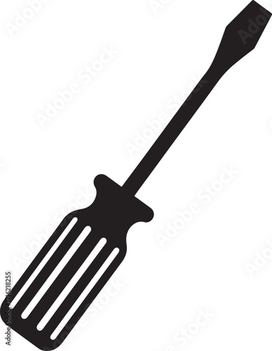Screwdriver icon, screwdriver silhouette vector, flathead screwdriver silhouette icon vector, screwdriver flathead stencil icon