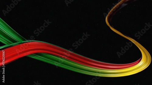Colorful abstract background with flowing red, yellow, green, and black lines for Happy Juneteenth celebrating African American freedom and culture	