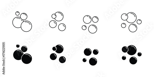 Set of Bubbles icon. Soap foam, fizzy drink, oxygen bubble pictogram pack symbol template for graphic and web design collection logo vector illustration . eps 10 
