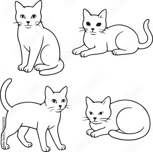 Line art cats illustration