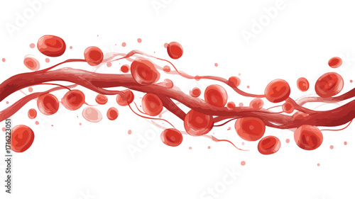 Medical Illustration of Red Blood Cell Flow in Vein Vector Artwork