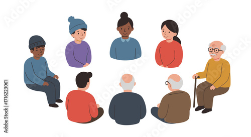 Community meeting vector illustration in flat style for social connection design