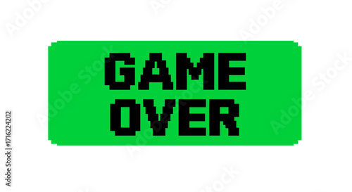 Retro pixel game over screen in bright green for arcade themes