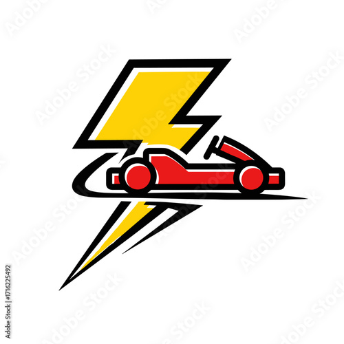 Go Kart Lightning Bolt Speed Icon Vector Art.