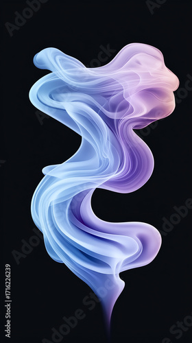 Colorful abstract swirls of smoke blue and purple on a dark background.