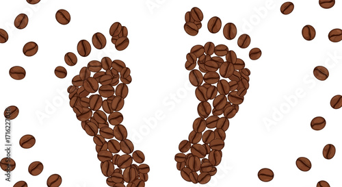 Unique coffee bean footprints create a whimsical, artistic design perfect for branding and creative projects