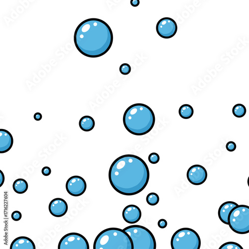 Blue Bubbles Floating Upwards on a White Background.