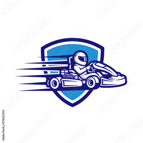 Go Karting Speed Emblem Logo Design.