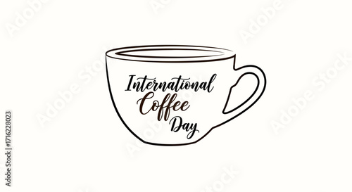 Celebrate International Coffee Day with this elegant cup design perfect for festive promotions and cafe branding
