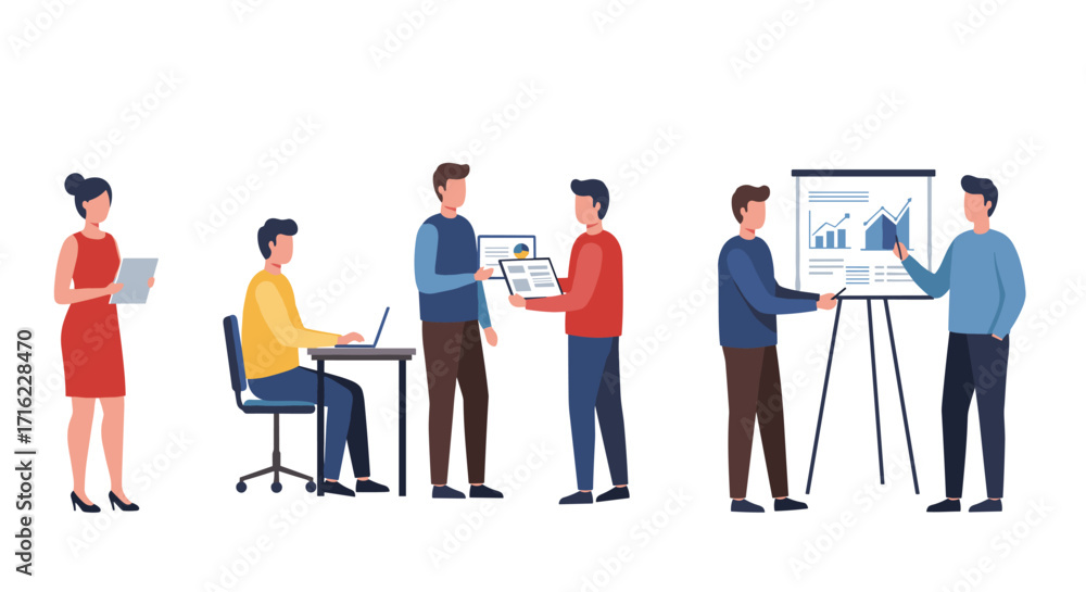 Obraz premium Businesspeople collaborating in office setting for presentation and analysis