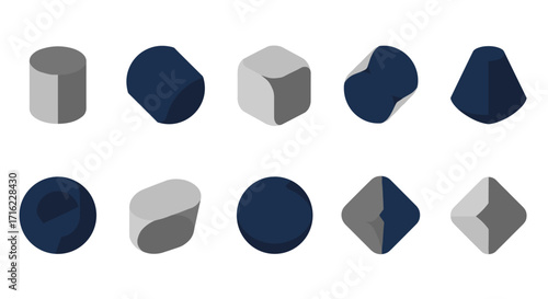 Geometric shapes collection: modern 3d abstract design elements set