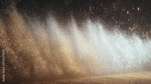Abstract Glittering Particles Creating a Shimmering Background in Warm Gold and Silver Hues