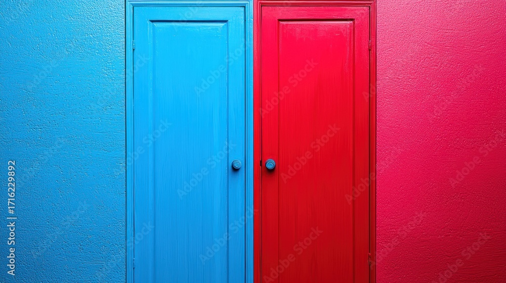 Fototapeta premium Colorful doors present contrasting choices